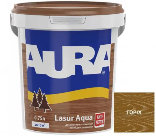Деревозащитное средство AURA Lasur Aqua акриловое 0,75л орех - PRORAB