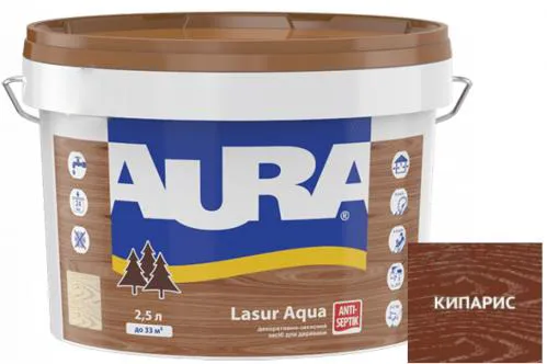 Деревозащитное средство AURA Lasur Aqua акриловое 2,5л кипарис. - PRORAB