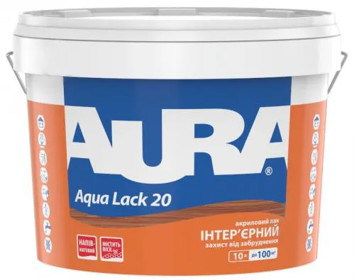 Лак AURA Aqua Lack 20 интерьерный 10л полуматовый - PRORAB