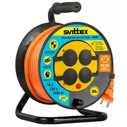Удлинитель на катушке SVITTEX 2*1,5 30м с термозащитой оранжевый. SV-005-0 - PRORAB image-1