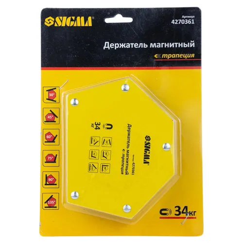 Магнит для сварки Sigma трапеция 34кг 45/90/135 4270361 - PRORAB image-2