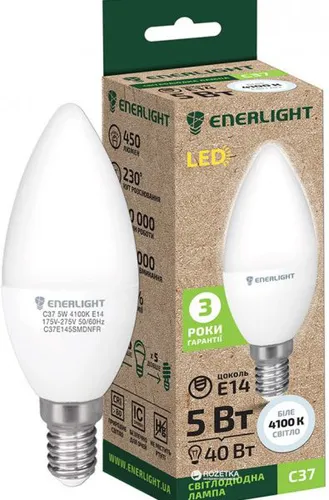Лампа LED ENERLIGHT E14 5Вт C37 4100К - PRORAB