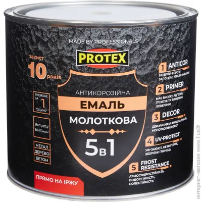 Краска молотковая 5 в 1 PROTEX Hammer Paint 2,0кг черная - PRORAB