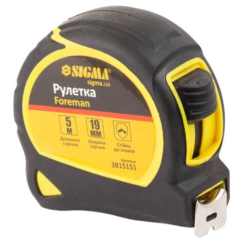 Рулетка обрезиненная SIGMA Foreman 5м×19мм 3815151 - PRORAB image-1