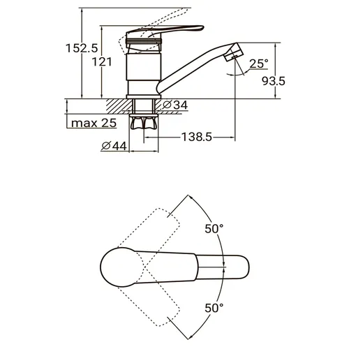 Смеситель MD AQUATICA MD-1B141C кухня 9712100 - PRORAB image-1