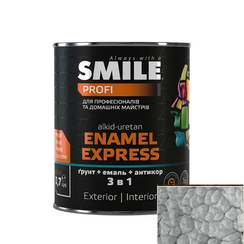 Краска молотковая 3 в 1 SMILE EXPRESS 0,7л серебро - PRORAB image-1