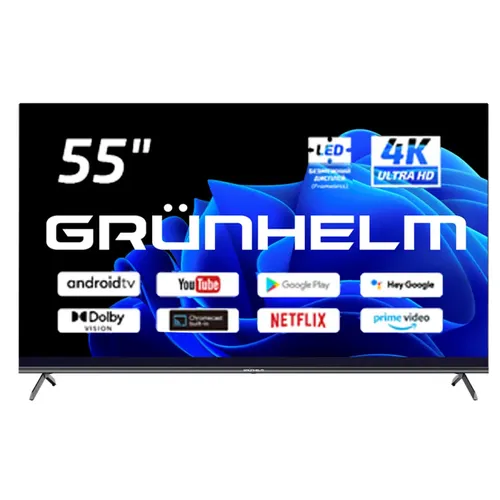 Телевизор - Q55U701-GA11V T2 SMART TV, UHD, M8Q, Google android 11.0, цветная коробка, видео RC (GRUNHELM) - PRORAB