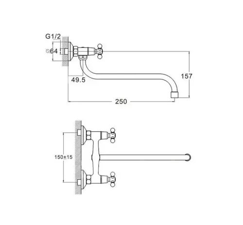 Смеситель WEZER TZK12-A605 кухня настенная - PRORAB image-1